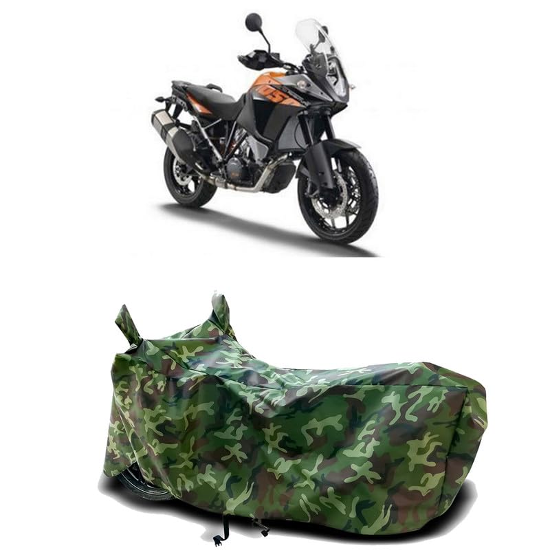 Image of DUFFEL-100% Heat Protection Two Wheeler Bike /Scooty Body Cover for KTM 1050 Adventure BS6 Water Resistance /UV-Rays /Birds Dropping /Scratchproof /Dust Proof /Waterproof[Green Jungle Print]