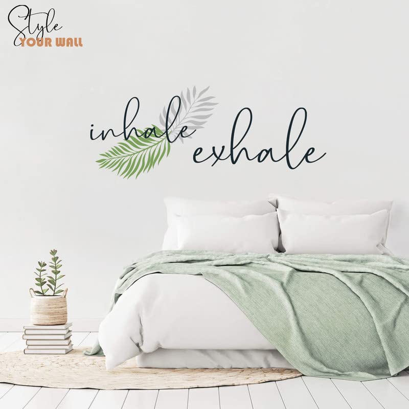 Image of Kotart - Colorful Leaf and Inhale Exhale Vinyl Wall Stickers /Decals for Living Room Bedroom Balcony Studio Home Office Wall Decor
