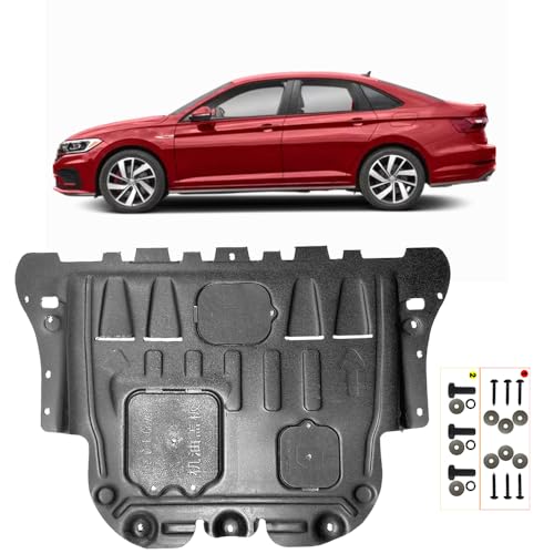 Image of Front Engine Splash Shield Fit for VW Jetta 2019 2020 2021 2022 2023 2024 Engine Case Guards Suitable for VW Jetta GLI 2019-2023 Under Engine Cover Mud Flaps Directly Replace Original One Black