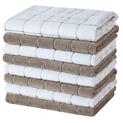 gryeer 8 Pack Microfibre Tea Towels, Super Absorbent, Soft and Lint Free Kitchen Towels, 45 x 65 cm, Khaki - Cosy Home Interiors gryeer 8 Pack Microfibre Tea Towels, Super Absorbent, Soft and Lint Free Kitchen Towels, 45 x 65 cm, Khaki