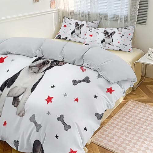 Housse de couette 200x200cm bouledogue microfibre avec taies - 3