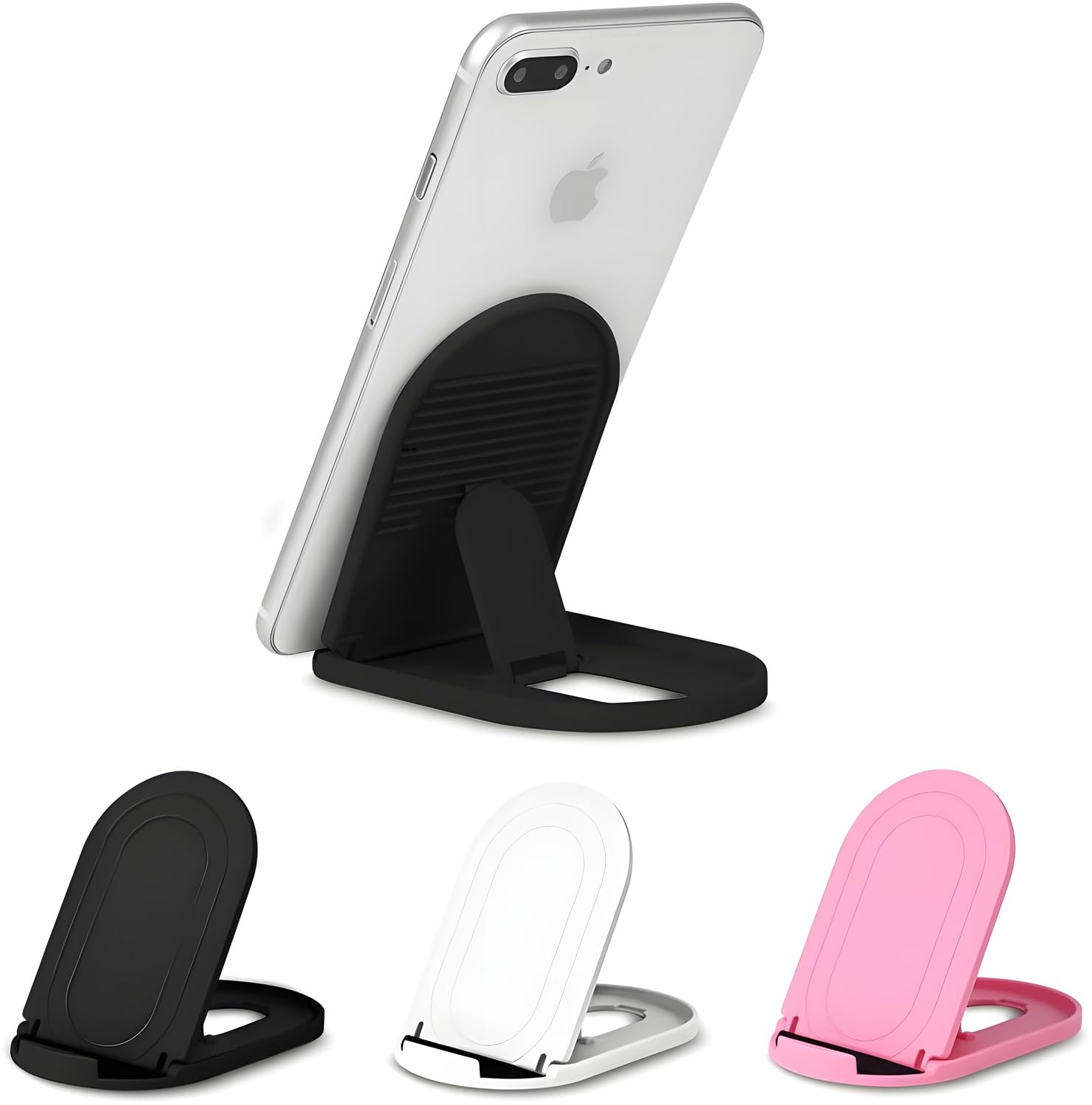Soporte para teléfono móvil (3 Unidades, portátil, Plegable, Ajustable, multiángulo), Color Negro, Blanco, Rosa