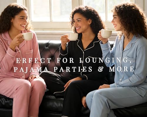 Image of HEARTNICE Womens Pajama Set, Soft Long Sleeve Pajamas & Long Pants with Pockets, Button-up Sleepwear Lounge Pjs