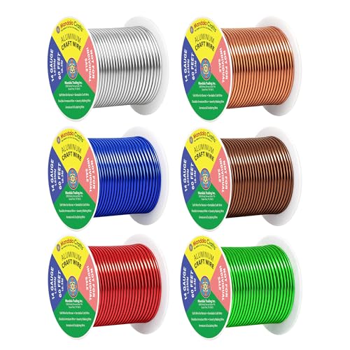 Image of Mandala Crafts 14 GA Green Brown Red Assorted Anodized Aluminum Craft Wire | 330 FT, Colored, Flexible, Bendable for Bonsai Armature Sculpting Wire Wrapping Jewelry Making, Weather & Tarnish Resistant