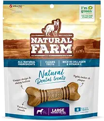 Petisco Dental Raças Grandes Cães Anti Bafo E Tártaro 8unds Snack 448g Natural Farm