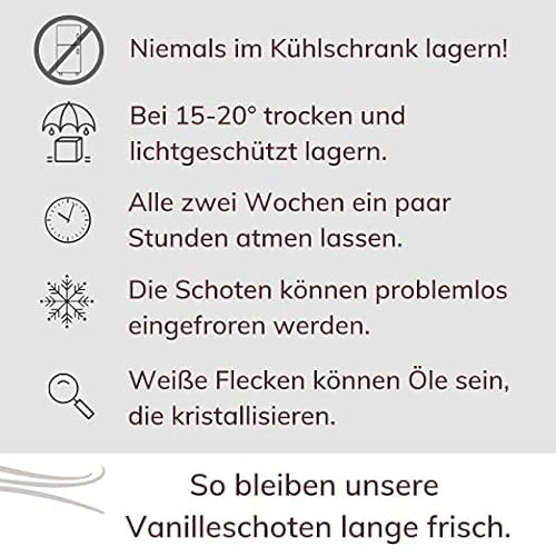 Foto von 10 Südsee Vanilleschoten in Gourmet-Qualität von PerSaf I Tahitensis Vanille I Länge 13cm I Die Vanille der Gourmetköche I 100% natürlich veredelt & fair gehandelt