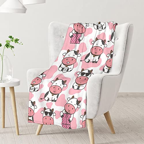 Cow Blanket Gifts - 30"x40" Cute Throw for Women, Girls - Pink Soft Fuzzy Blankets for Couch & Office