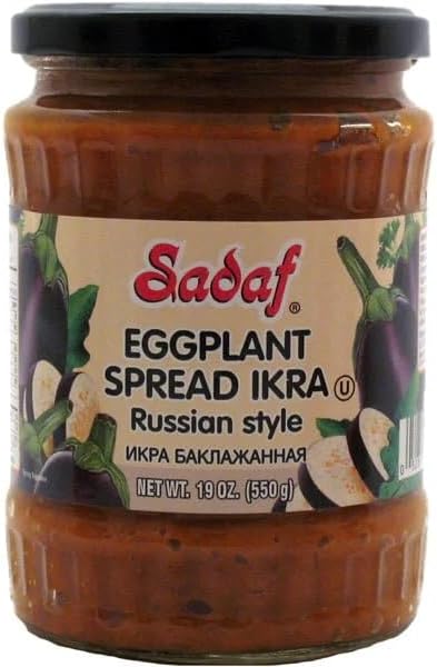 Sadaf Eggplant Spread - Eggplant Spread for Cooking and Food Flavoring - Russian Style Ikra - Eggplant Dip - Kosher - 19 Oz Jar