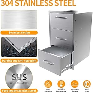 Outdoor Kitchen Drawer Stainless Steel Access Drawers for Outdoor Kitchen Island & Grill Station,17W X 30H X 21D Outdoor Kitchen Drawer Stainless Steel Access Drawers for Outdoor Kitchen Island Grill Station17W X 30H X 21D