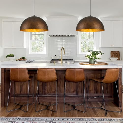 Kunlinzhu 13.78 Inch Dome Pendant Light Kitchen Island,Industiral Antique Copper Pendant Light,Metal Hammered Hanging Island Light For Kitchen,Dining Room,Restaurant thumb #1