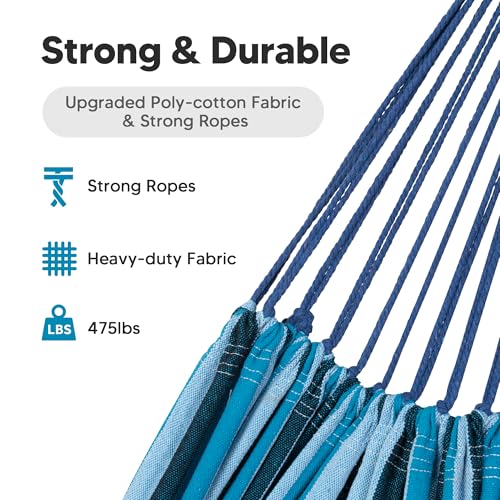 Image of SUNCREAT Hammocks Outdoor Camping Double Hammock, Double Hammock Without Stand, Navy & Blue