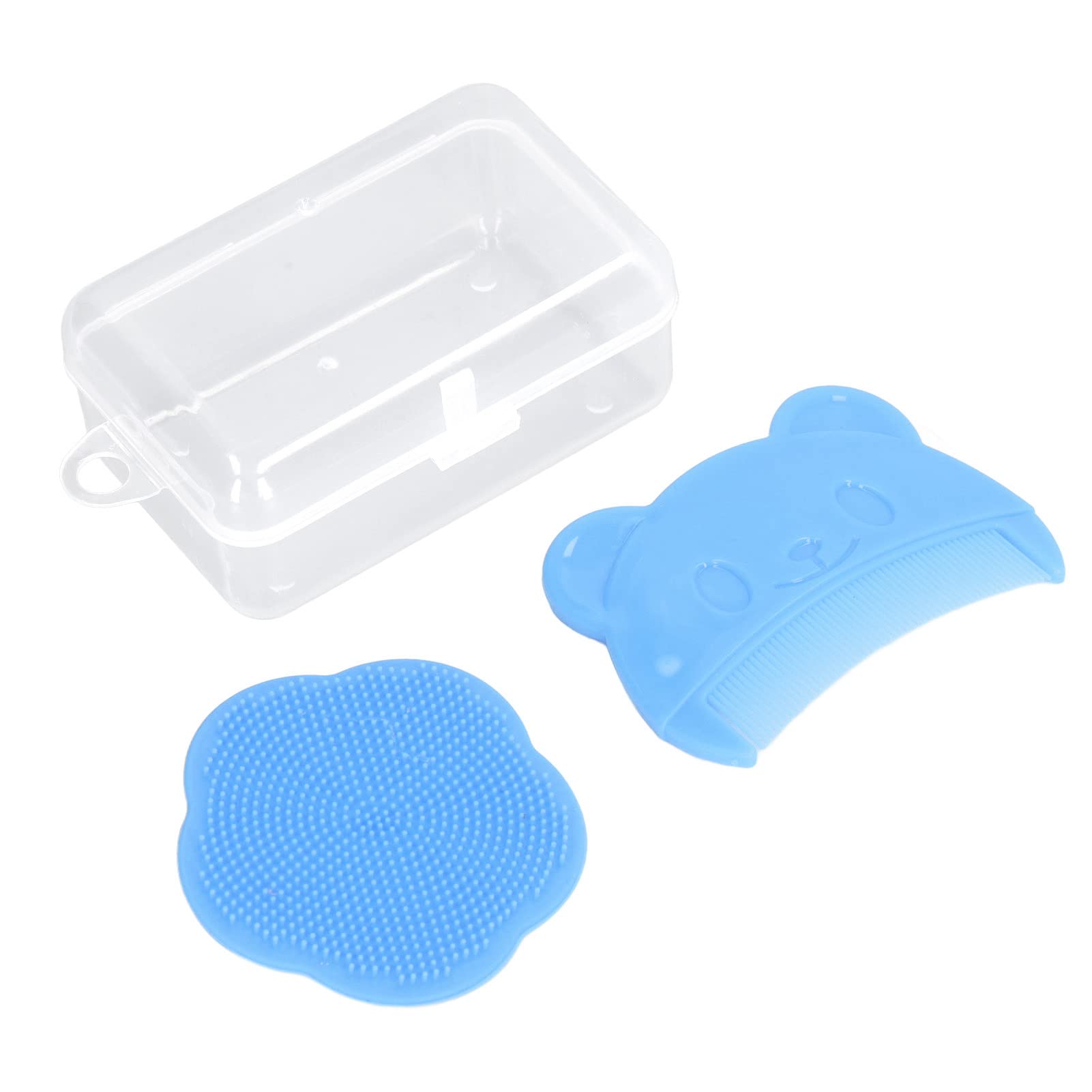 Baby Hair Brush Set, Soft Silicone Baby Bath Brush, Massage Scalp Brush for NewborSaditYnd Toddler, Scalp Scrubber, Exfoliator Brush, Easy to Clean, Reduce Itchy Scalps (Blue)