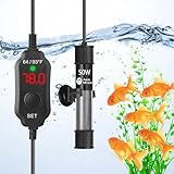 AquaMiralce 50W Aquarium Heater with Compact Size, Submersible Fish Tank Heater with LED Digital Display Thermostat, Adjustable Fish Heater Turtle Heater for 5-10 Gallon Tanks