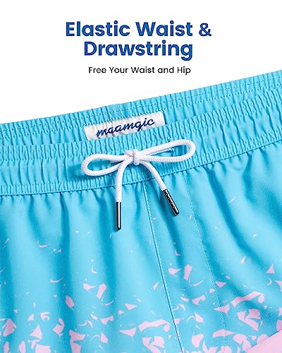 Image of maamgic 5inch Mens Swim Trunks with Compression Liner 2-in-1 Swimming Shorts Stretch Quick Dry with Zipper Pockets