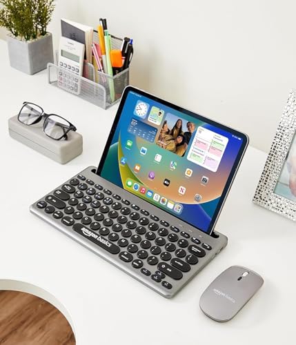 Amazon Basics Wireless Keyboard and Mouse Set with Bluetooth multiconnect, 2.4GHz Receiver,1600 DPI, Smartphone/Tablet Holder, Built in... - Image 6