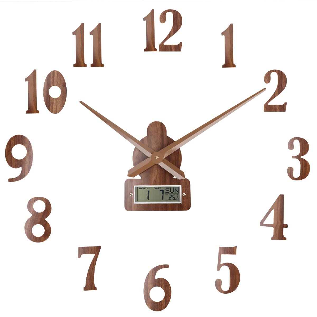 CRITIVE-SDIY Wall Clocks Silent Very Large Wall Clocks for Living Room Modern (16-24inch)(Brown)