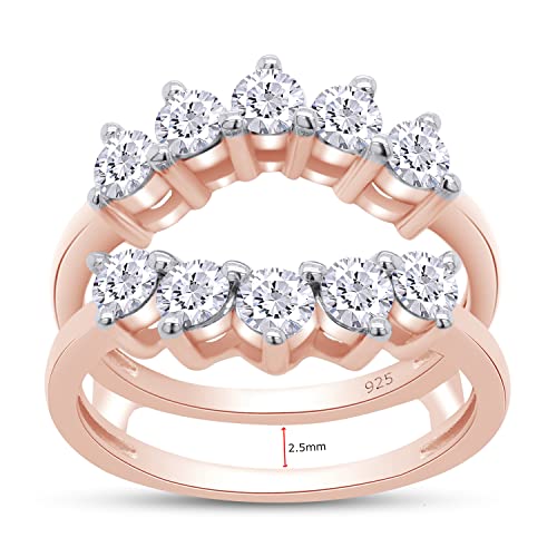 SAVEARTH DIAMONDS 1 Carat Round Cut Lab Created Moissanite Diamond Sunburst Halo Guard Enhancer Ring For Women In 14K Gold Over Sterling Silver(VVS1 Clarity 1 Cttw)2