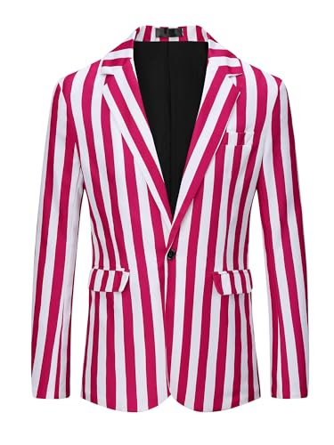 Lars Amadeus Stripes Blazers for Men's Slim Fit Single Breasted Business Color Block Sports Coat