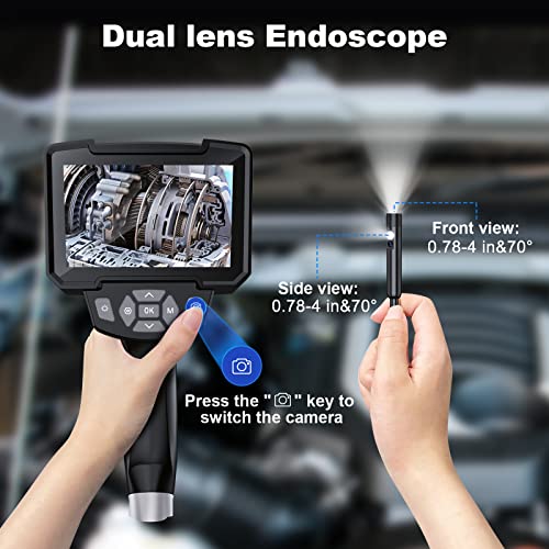 Dual Lens Borescope, Hantskop Digital Industrial Endoscope With 4.3" Ips Color Screen，Inspection Camera With 0.2" 16.5Ft Waterproof Rigit Cable,Scope Camera 7Led Lights 32Gb Card Carrying Case #TOP2
