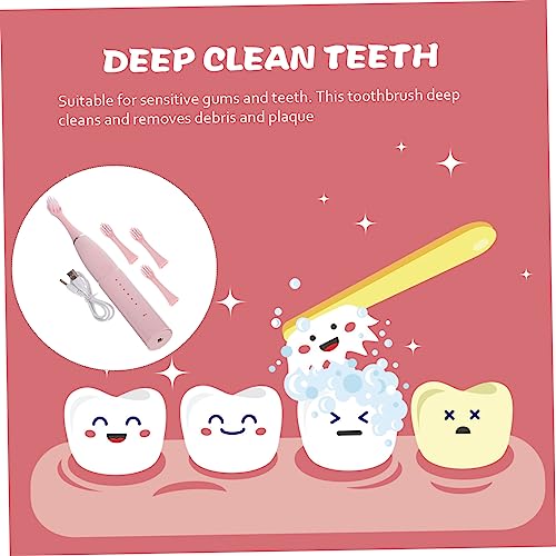 Healvian 2sätze Elektrische Zahnbürste Für Junge Mädchen Cartoon-design Tragbar Wiederaufladbar Für Kleine Hände Einfache Handhabung Umfassende Zahnreinigung Für Mädchen – Bild 7