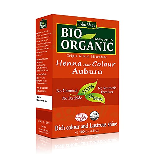 Indus Valley Bio Organic Natural Henna Powder For Hair Dye Auburn- 3.5 oz