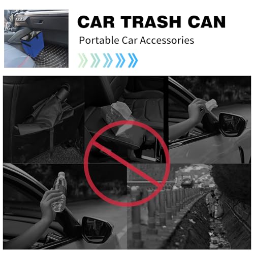 Image of Homelove Car Trash Can, Leak-Proof Waterproof Trash Bin Collapsible Portable Auto Garbage Bag Large Capacity Trashcan Storage Bag Multipurpose Car Organizer Hanging (Blue)