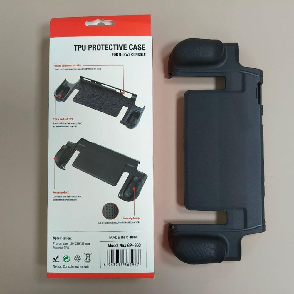 Custodia protettiva per Nintendo Switch 2, PC+per TPU Cover antiscivolo con supporto pieghevole, corpo completo per protezione, per design compatto (12 x 28 x 3,6 cm), nero
