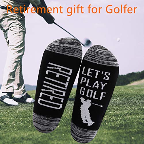 LEVLO Retirement Gift Golf Socks Retired Let's Play Golf Socks for Dad Golfing Gift for Grandpa4