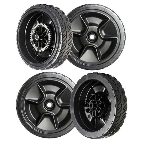 Lawn Mower Wheels Kit for 2X 42710-VR8-N00ZA + 2 44710-VR8-N00ZA - Compatible with Honda HRN216 Walk Behind Lawn Mower - 8 Inch