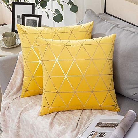 MIULEE Velvet Cushion Covers with Gold Lines Cover