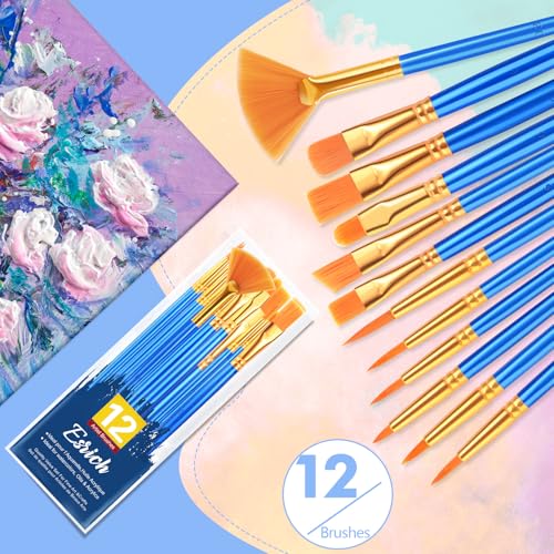 Image of ESRICH Paint Brushes Set, 12pcs Paint Brush for Acrylic Painting (Pack of 2)