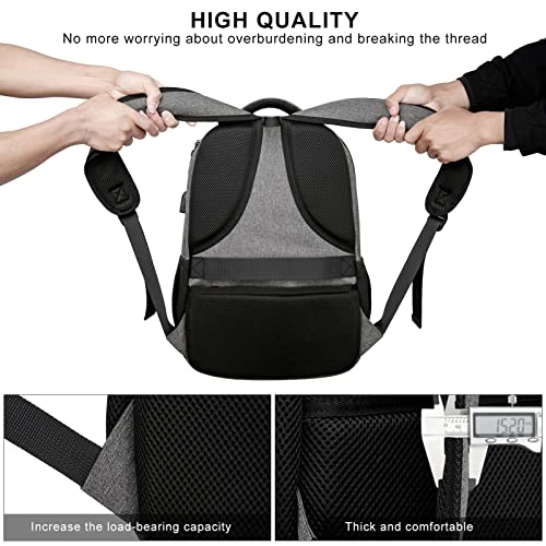 Image of School Backpack for College Students & Teens - 15.6 Inch Laptop Backpack with Anti Theft Port, Ergonomic Shoulder Straps, Water Resistant Travel Bookbag for Men, Women - Grey