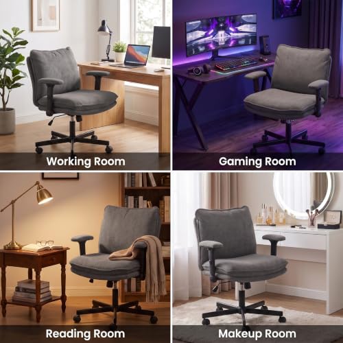 Image of DROGO Zen Pro Criss Cross Legged Office Chair for Work from Home with Flip-Up Armrest & Wide Thick Cushion Seat | Computer Study Chair with Adjustable Height, Recline & Heavy Duty Metal Base (Grey)