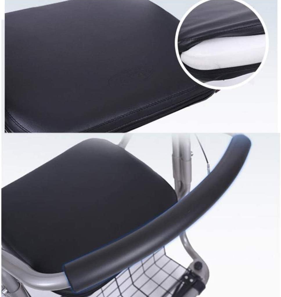Andador para personas mayores con ruedas, estructura de aluminio plegable y ligera, altura regulable, cesta de compra con asiento con freno, apto para uso interior y exterior