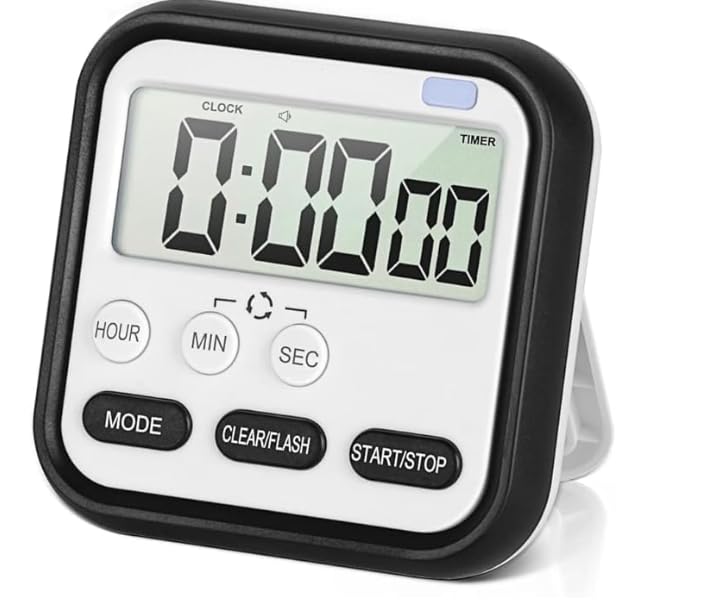 Image of Stopwatch Timer for Study Kitchen Timer Large LCD Screen 24hr Digital Display Magnetic Retractable Stand Loud Alarm Countdown Flashing Light for Students Cooking Black