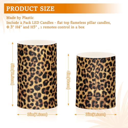 Image of Flickering Flameless Candles, Leopard Texture LED Candles with Remote Timer, Set of 2 Battery Operated Candle for Valentine Wedding Birthday