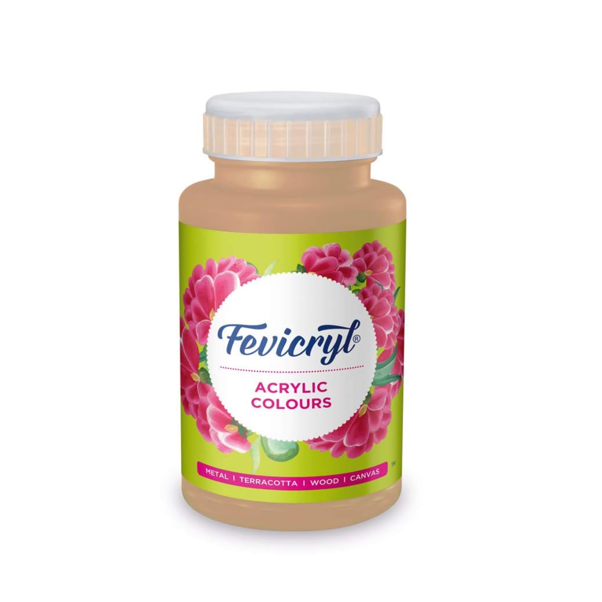 Pidilite Fevicryl Acrylic Colour, Flesh Tint Acrylic Rich Pigment, Non-Cracking Paint for Art and Craft, DIY, Canvas, Wood, Leather, Earthenware, Metal (500 ml)