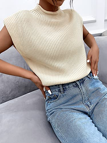 GORGLITTER Women's Short Cap Sleeve Sweater Vest Mock Neck Fall Cozy Casual Trendy Knit Pullover Top3