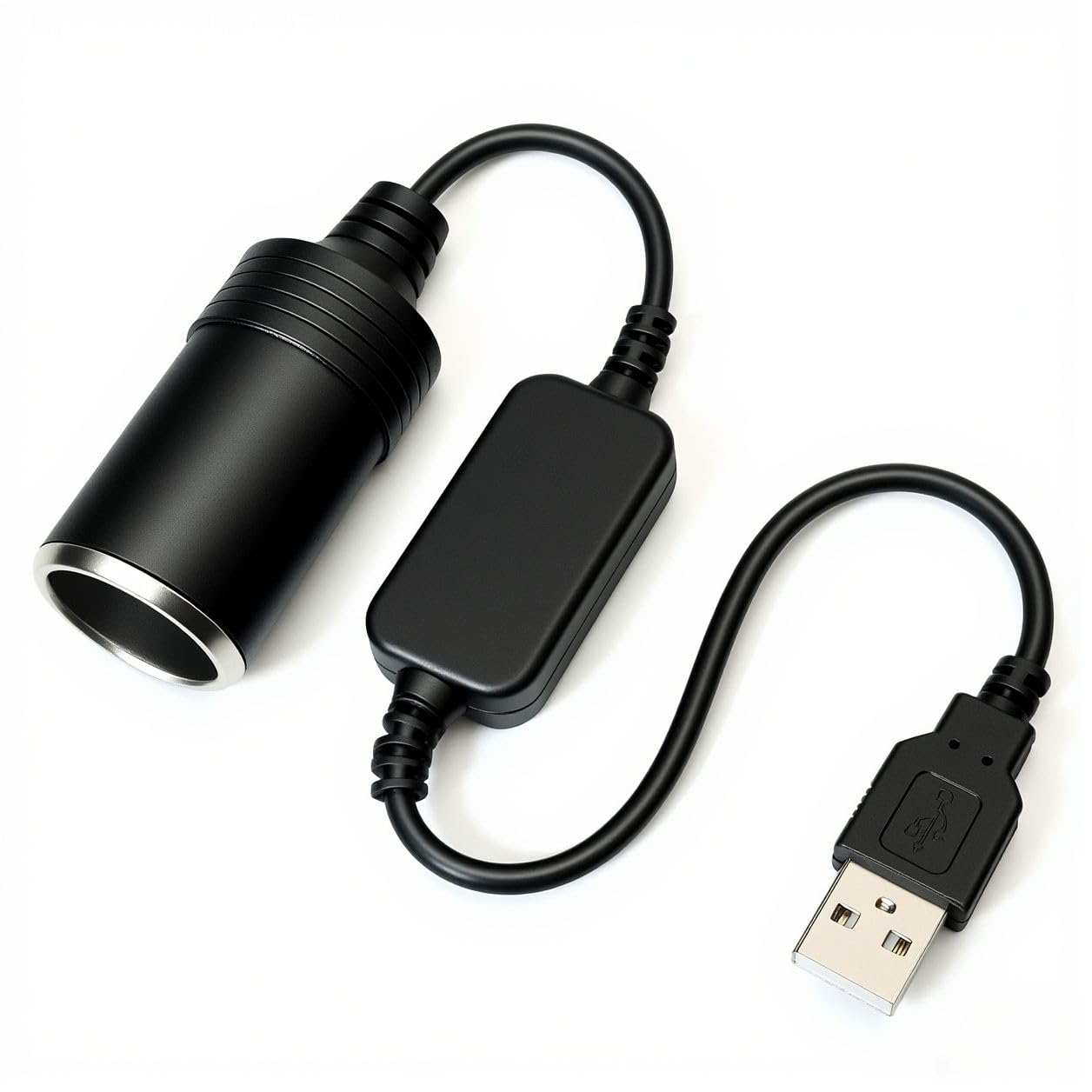 USB A to 12V Car Cigarette Lighter Adapter, 8W Max, Black, for Driving Recorder, GPS, Power Bank, VA Supplied Health Equipment