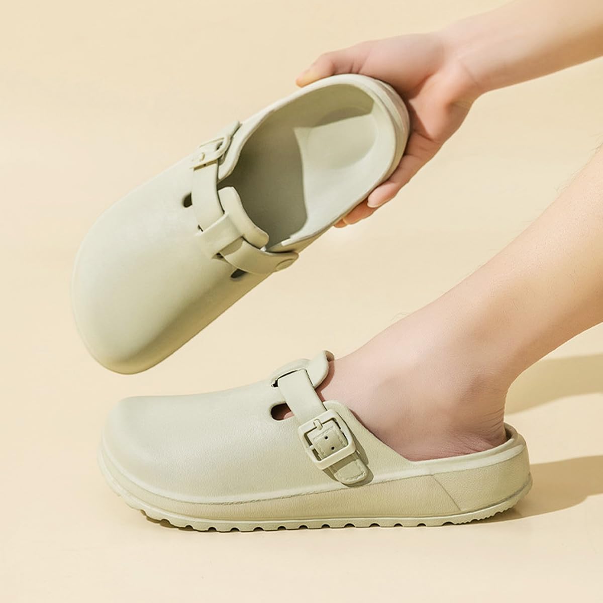 Nurse Shoes for Women and Men, Arch Support Non Slip Garden Clogs, Adjustable Buckle Mules Work Chef Sandals, Slip-On Cushion Slide Slippers - Image 6