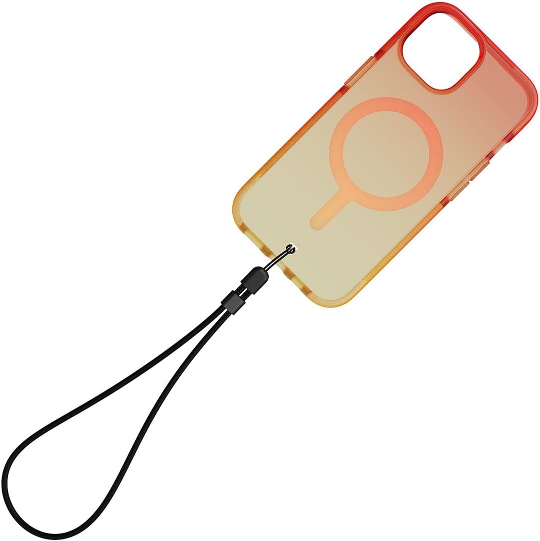 BodyGuardz Ace Pro Ombre for iPhone 15 Case, Shockproof Cover with 18FT Military Grade Drop Tested, Compatible with MagSafe, Wireless Charging, Responsive Buttons - Orange/Yellow