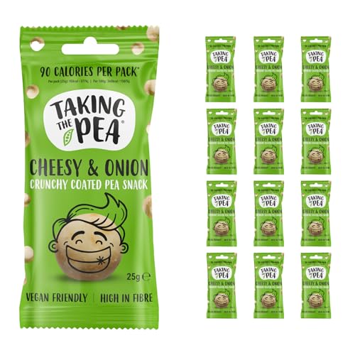 Taking The Pea Cheese & Onion (12x25g) | Delicious Crunchy Pea Snacks | High Protein, Vegan & Low Calorie | Packed With Vitamins & High in Fibre | Tasty Plant-Based Low Calorie Snacks