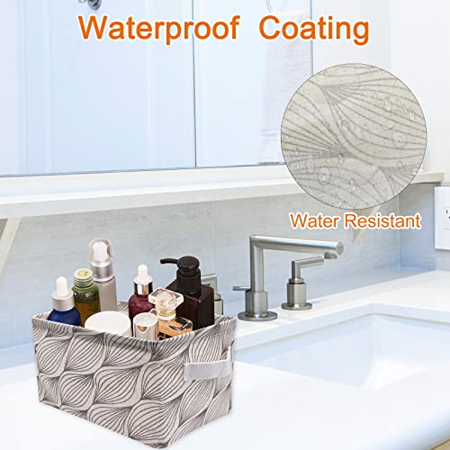 6 Stück Aufbewahrungskorb Stoff Leinen, Owelth Wasserdicht Aufbewahrungsbox mit Griffen, Faltbar Ablagekörbe Speicher Wickeltisch Organizer für Schubladen, Spielzeug, Kosmetik, Bad, 28x19x15 cm