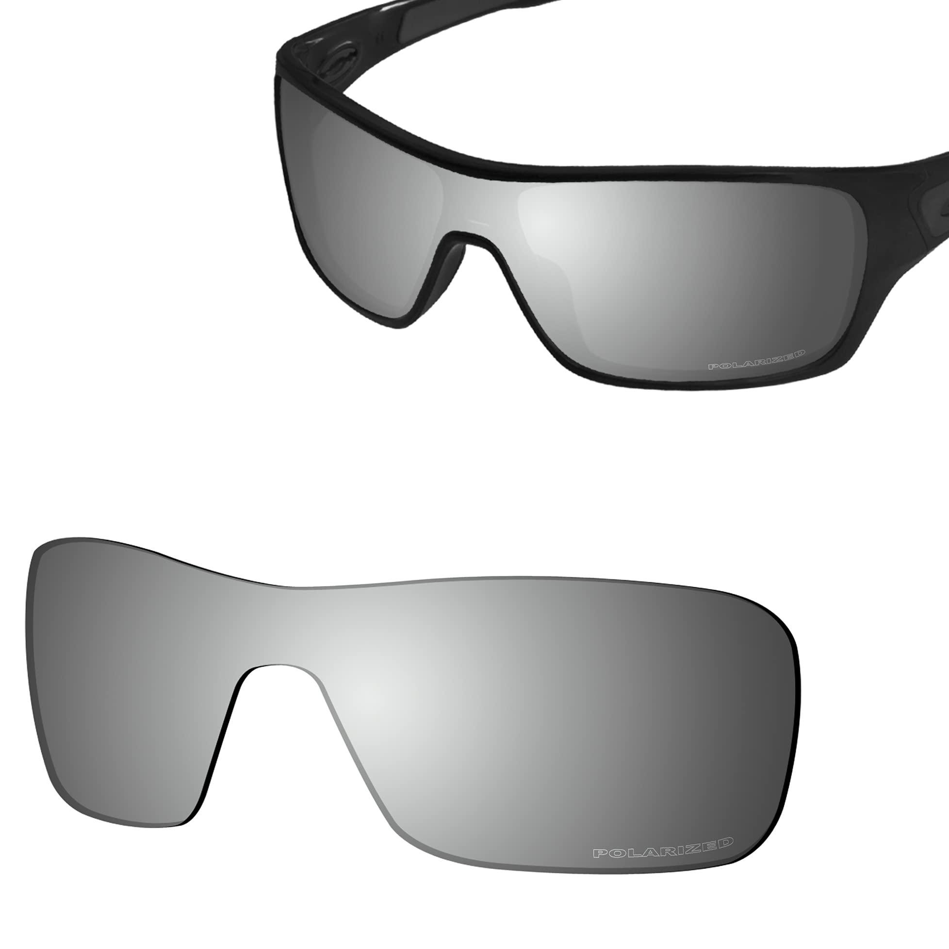 SAUCER Lentes y almohadillas nasales de repuesto prémium para gafas de sol Oakley Turbine Rotor OO9307 de alta definición, metal cromado polarizado