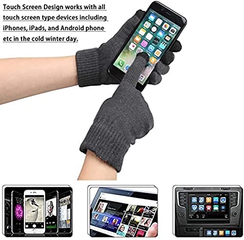 Image of Winter Thick Fleece Lined Beanie woolen Cap Hat, Neck Scarf and Touchscreen Gloves Set cap for Men Women(3 set)
