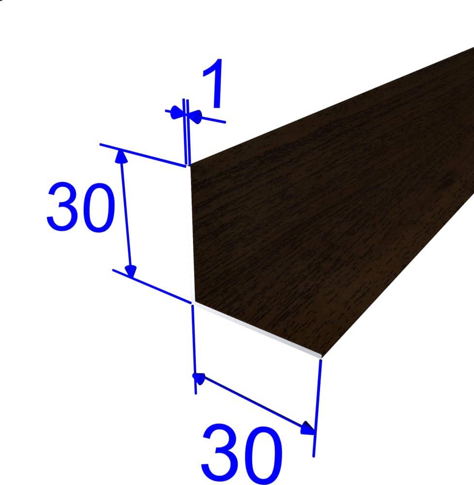 FaiX3.it - Perfil angular en L 30x30x1 mm de aluminio, efecto madera nogal 102-70, longitud 1000 mm