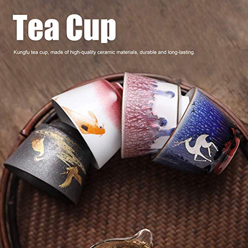 Cikonielf 4 Unids/Set Taza De Té De Kung Fu Estilo Japonés Juego De Tazas De Cerámica Hechas A Mano Diseño De Textura… - Imagen 4