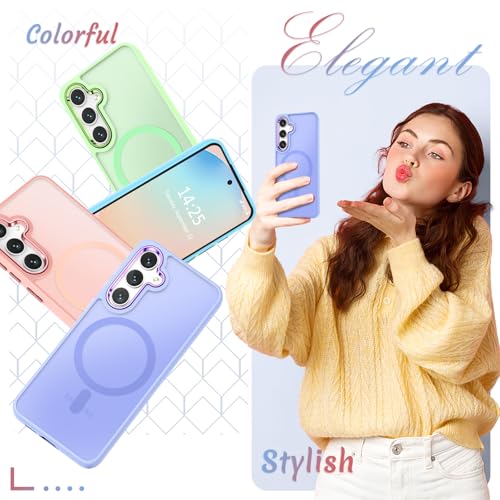 Image of for Samsung Galaxy S25 FE Case, Matte Magnetic Phone Case with 1 Screen Protector, Support for Magsafe, Translucent Frosted Shockproof Protective Cover for Samsung Galaxy S25 FE, Lavender Purple