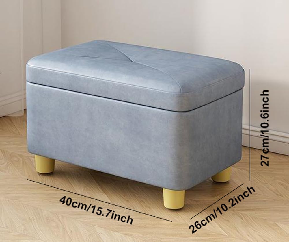 Luxurious Tufted Ottoman with Storage,Faux Leather Foot Rest Stool Upholstered Cushion Padded Seat with Hinged Lid,Living Room Entryway Ottoman Storage Chest (Grey,Large)