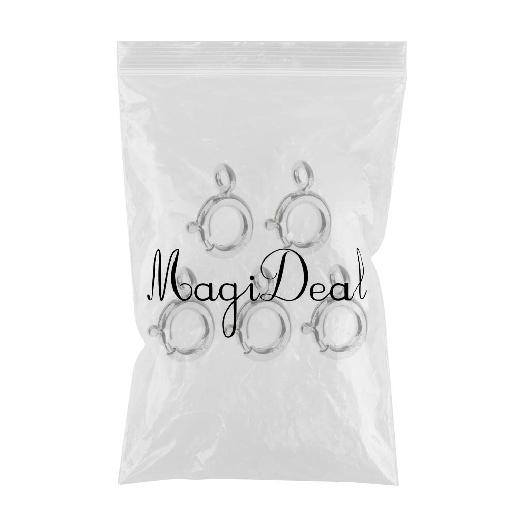 CALANDIS 5pcs 925 Sterling Silver Spring Ring Clasp with Open Ring Connector 6mm